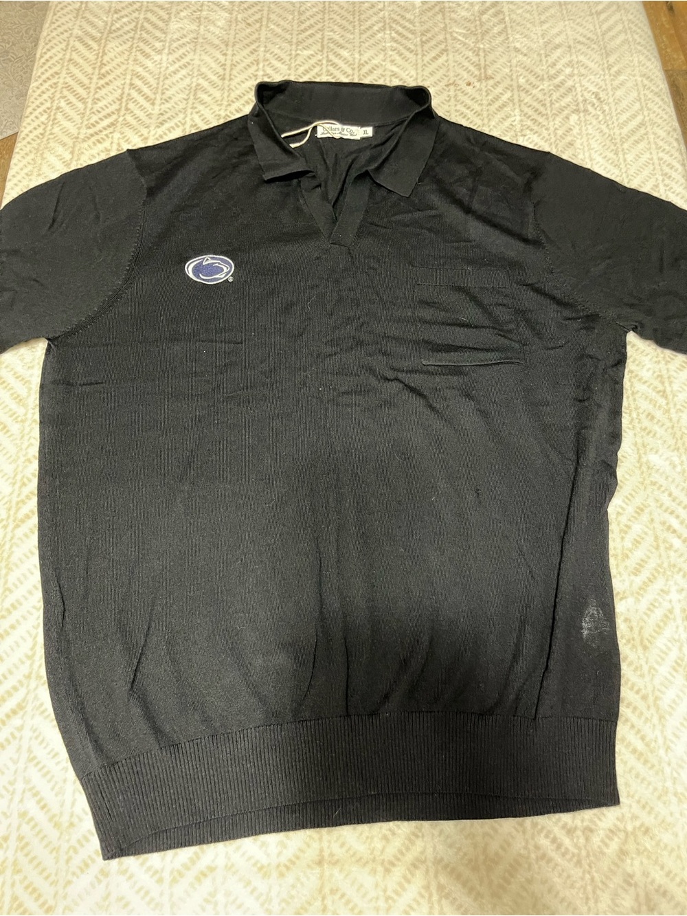 Collar & Co. Black Short-Sleeve Polo Sweater with Penn State Embroidered XL